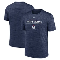 T-shirt Nike Minnesota Twins Wordmark Velocity Performance pour homme - Bleu marine