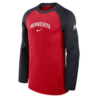 Men's Nike Red/Navy Minnesota Twins Authentic Collection Game Time Raglan Performance Long Sleeve T-Shirt