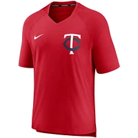 T-shirt à col en V Performance d'avant-match Nike Minnesota Twins Authentic Collection pour homme, rouge