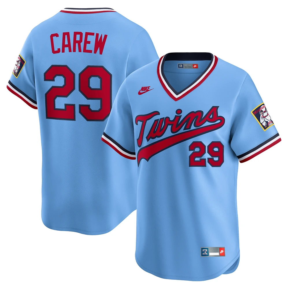 Men's Nike Rod Carew Light Blue Minnesota Twins Throwback Cooperstown Collection Limited Jersey