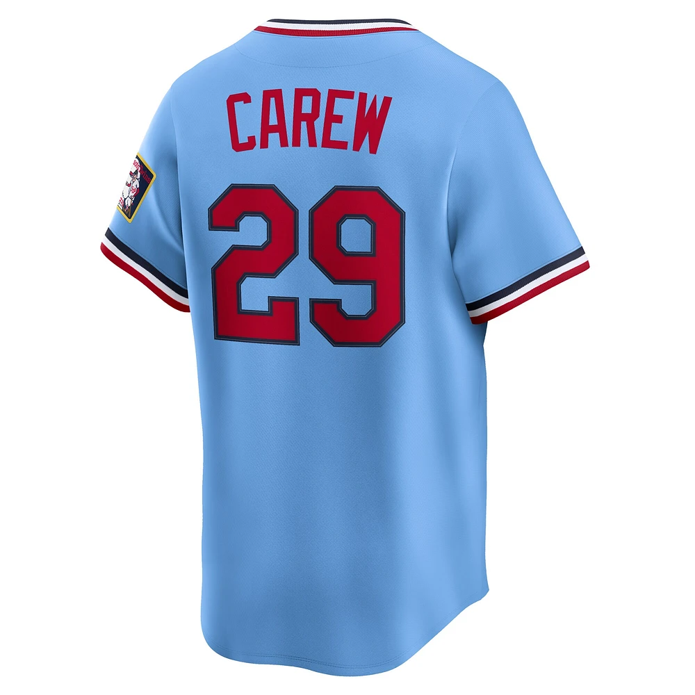 Men's Nike Rod Carew Light Blue Minnesota Twins Throwback Cooperstown Collection Limited Jersey