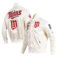 Men's Pro Standard Cream Minnesota Twins Cooperstown Collection Pinstripe Retro Classic Satin Full-Snap Jacket