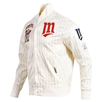 Men's Pro Standard Cream Minnesota Twins Cooperstown Collection Pinstripe Retro Classic Satin Full-Snap Jacket