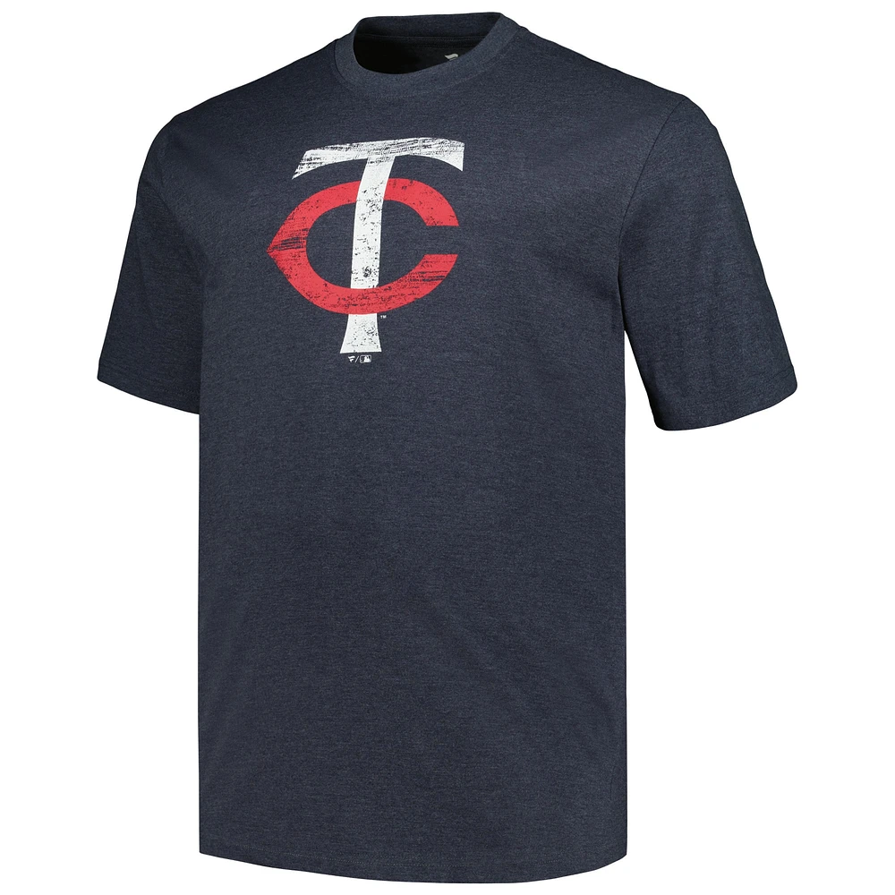 Men's Profile Heather Navy Minnesota Twins Big & Tall Weathered Logo T-Shirt