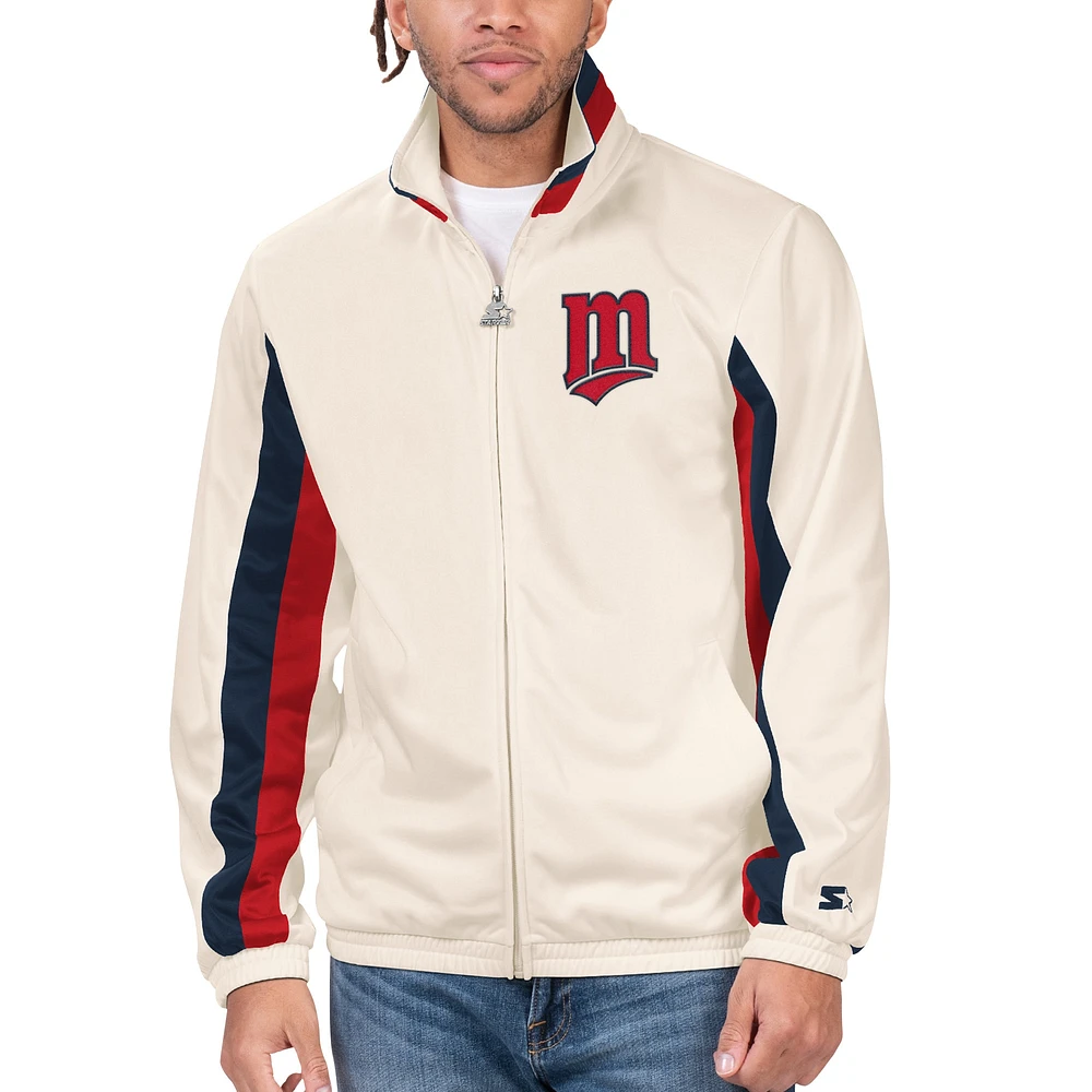 Veste de survêtement entièrement zippée Starter Cream pour hommes des Twins du Minnesota Rebound Cooperstown Collection