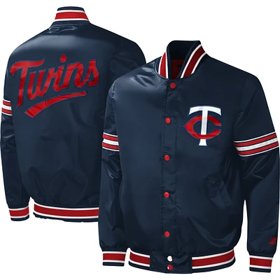 Men's Starter Navy Minnesota Twins Midfield Satin Full-Snap Varsity Jacket