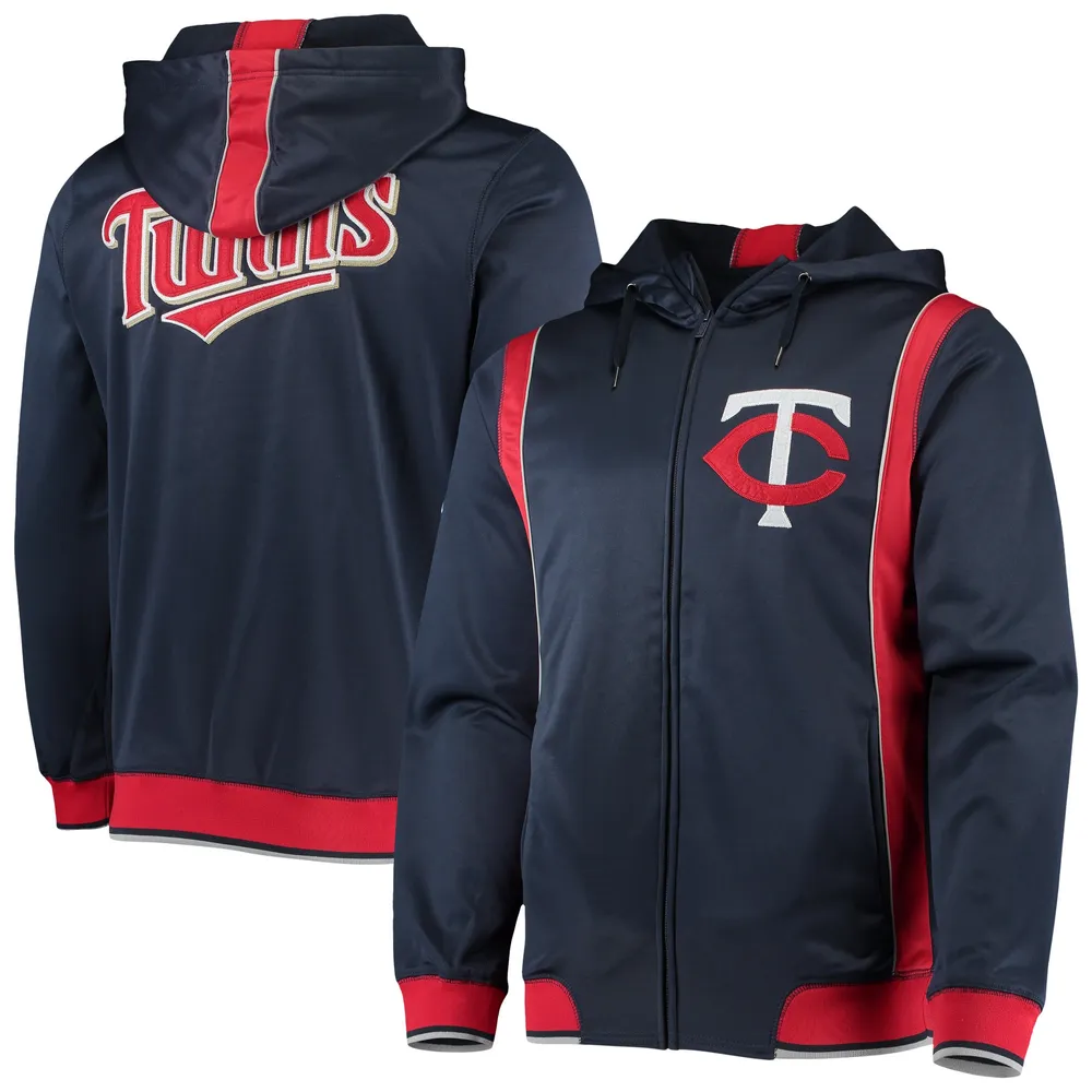 Sweat à capuche entièrement zippé pour hommes Minnesota Twins Team bleu marine/rouge Stitches