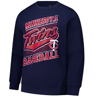 Sweat-shirt à enfiler bleu marine pour homme avec points de suture des Twins du Minnesota