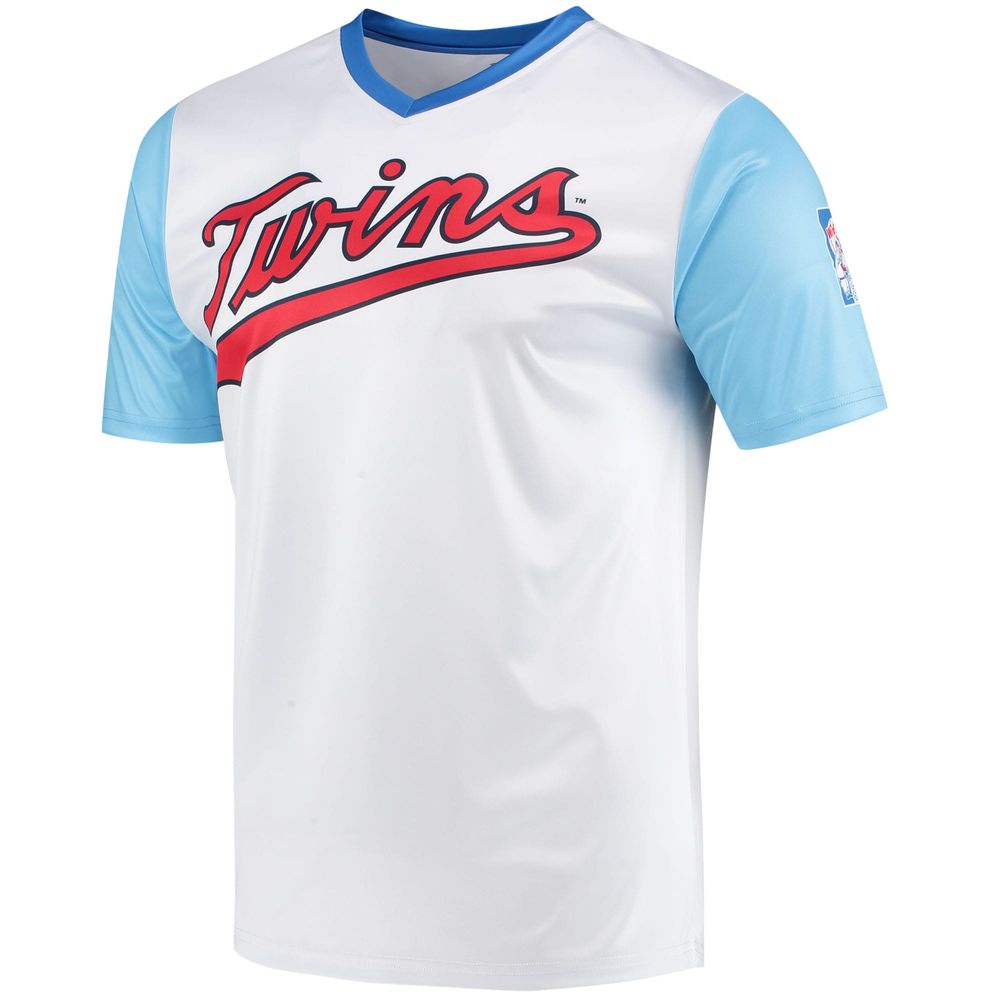 Men's Stitches White Minnesota Twins Cooperstown Collection Wordmark V-Neck  Jersey