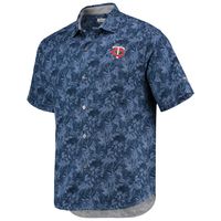 Men's Tommy Bahama Navy Minnesota Twins Jungle Shade Silk Camp Button-Up Shirt