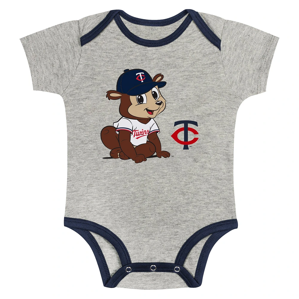 Newborn & Infant Gray/White Minnesota Twins Two-Pack Play Ball Bodysuit Set