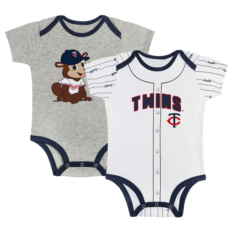 Newborn & Infant Gray/White Minnesota Twins Two-Pack Play Ball Bodysuit Set