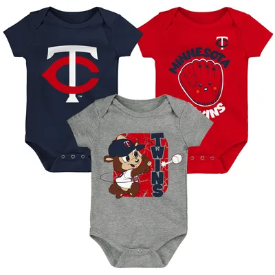 Minnesota Twins Newborn & Infant Change Up 3-Pack Bodysuit Set - Navy/Red/Gray