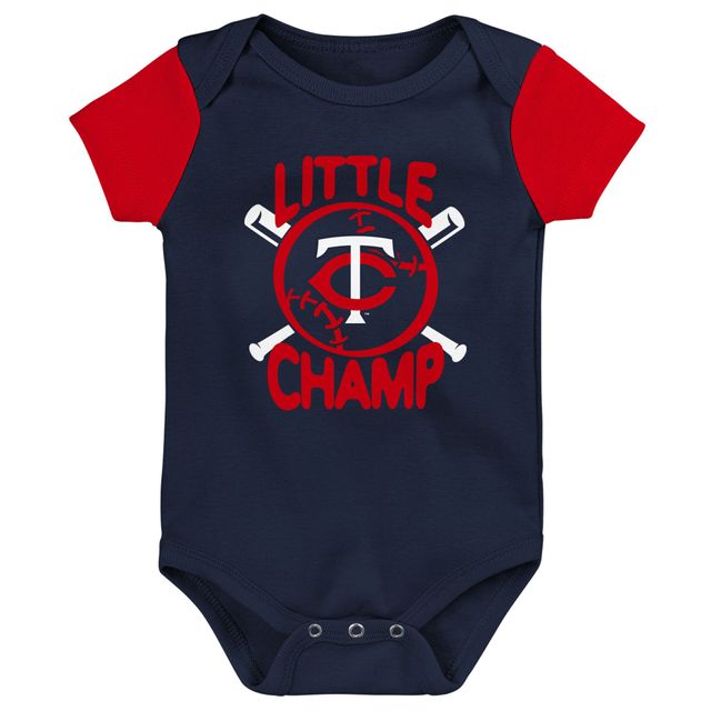 Lot de trois bavoirs et chaussons pour nouveau-né bébé bleu marine/rouge Minnesota Twins Little Champ