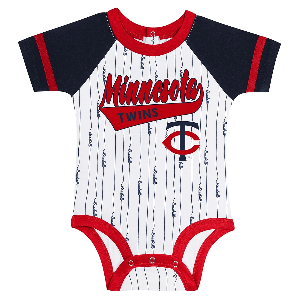 Newborn & Infant White Minnesota Twins Base Hitter Bodysuit, Bib Bootie Set