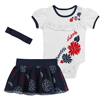 Newborn White/Navy Minnesota Twins Sweet Catcher 3-Piece Bodysuit, Headband and Skirt Set
