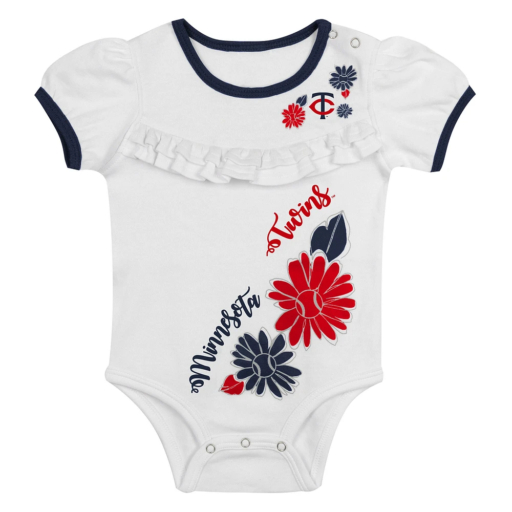Newborn White/Navy Minnesota Twins Sweet Catcher 3-Piece Bodysuit, Headband and Skirt Set