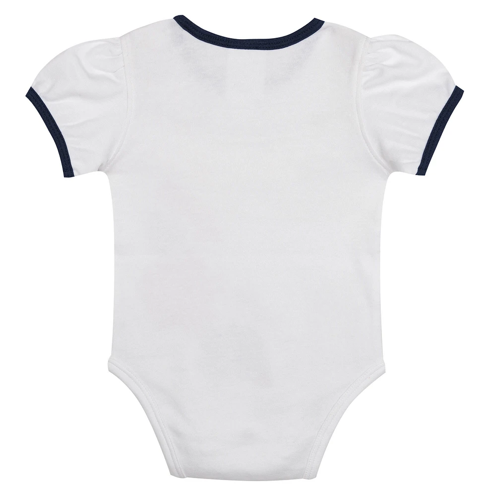 Newborn White/Navy Minnesota Twins Sweet Catcher 3-Piece Bodysuit, Headband and Skirt Set
