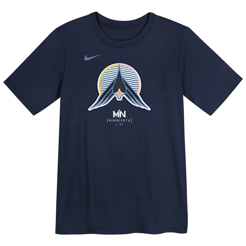 T-shirt Nike bleu marine Minnesota Twins 2024 City Connect avec grand logo pour enfants d'âge préscolaire