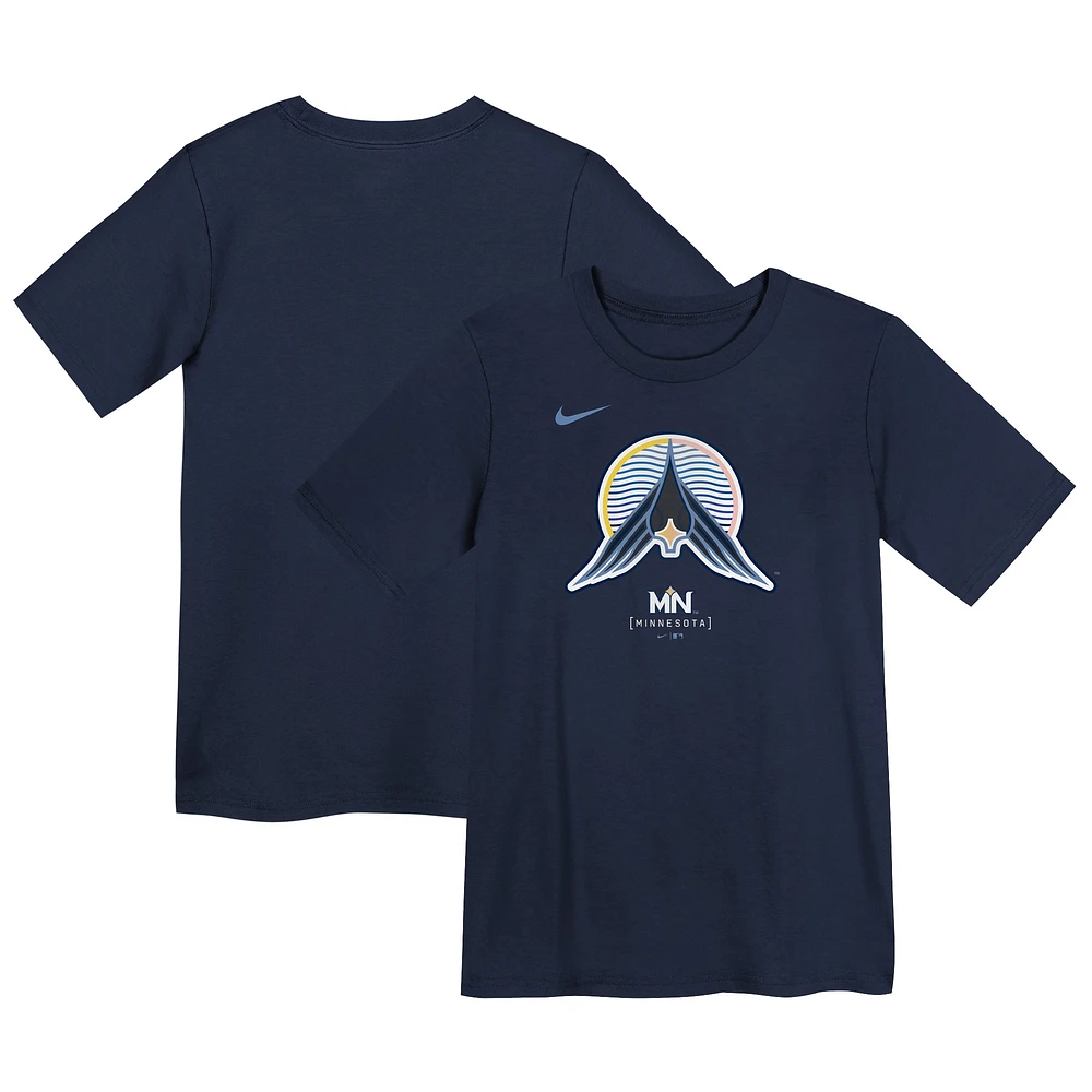 T-shirt Nike bleu marine Minnesota Twins 2024 City Connect avec grand logo pour enfants d'âge préscolaire