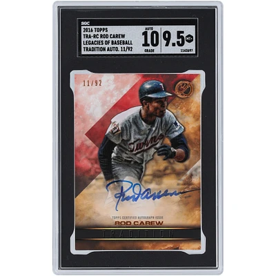 Rod Carew Minnesota Twins Autographed 2016 Topps Legacies Of Baseball Tradition #TRA-RC #11/92 SGC Authenticated 9.5/10 Card