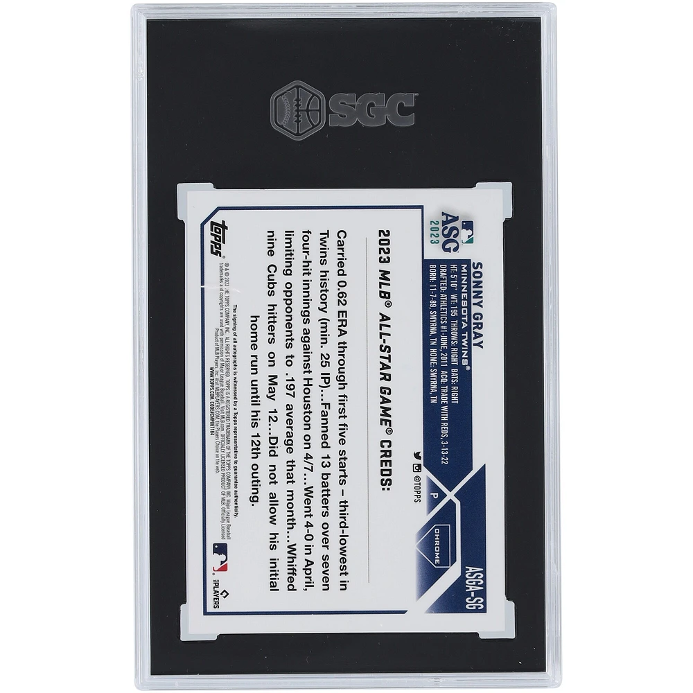 Sonny Gray Minnesota Twins Autographed 2023 Topps Chrome Update All-Star Game Refractor #ASGA-SG SGC Authenticated 9/10 Card 