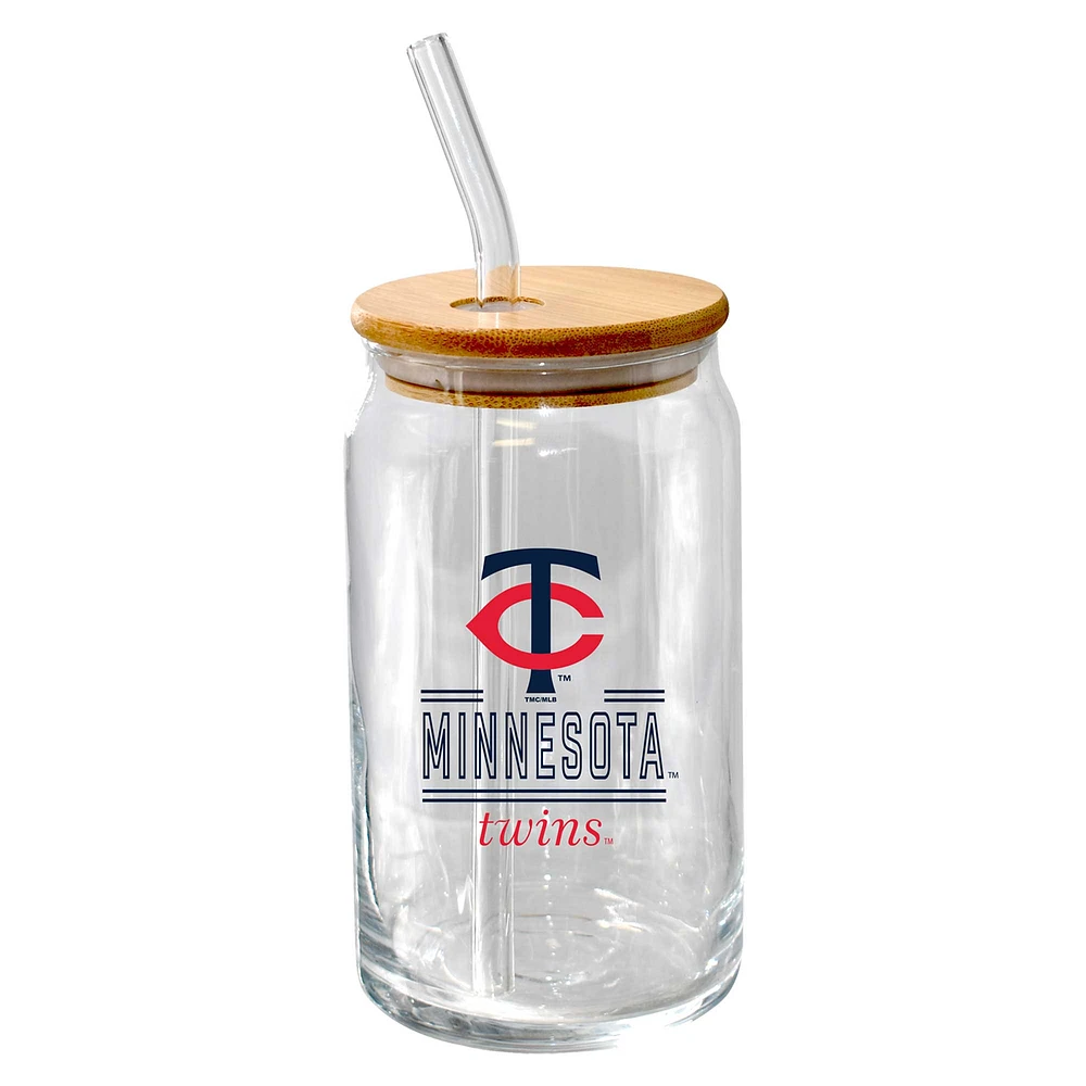 The Memory Company Minnesota Twins 16oz. Verre à bière Classic Crew avec couvercle en bambou