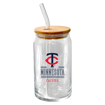 The Memory Company Minnesota Twins 16oz. Verre à bière Classic Crew avec couvercle en bambou