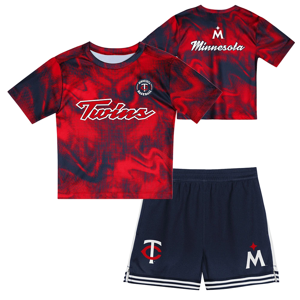 Toddler Red/Navy Minnesota Twins Pinch Hitter Infielder T-Shirt & Shorts Set