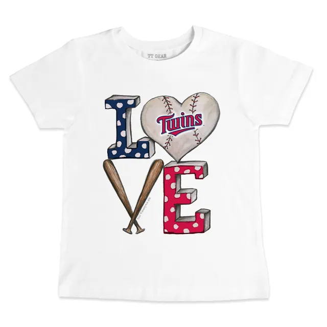 Lids Minnesota Twins Tiny Turnip Youth Peace Love Baseball Raglan 3/4  Sleeve T-Shirt - White/Black