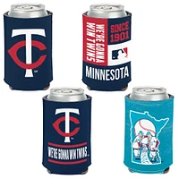 WinCraft Minnesota Twins, paquet de 4, 12 oz. Ensemble refroidisseur de canettes