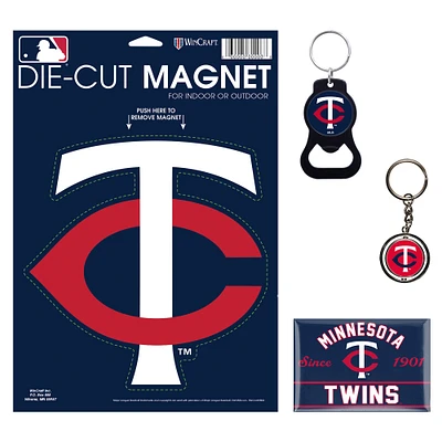 Lot de 4 porte-clés et aimants WinCraft Minnesota Twins