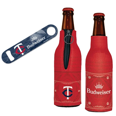 WinCraft Minnesota Twins MLB x Budweiser Ouvre-bouteille et 2 refroidisseurs de bouteilles