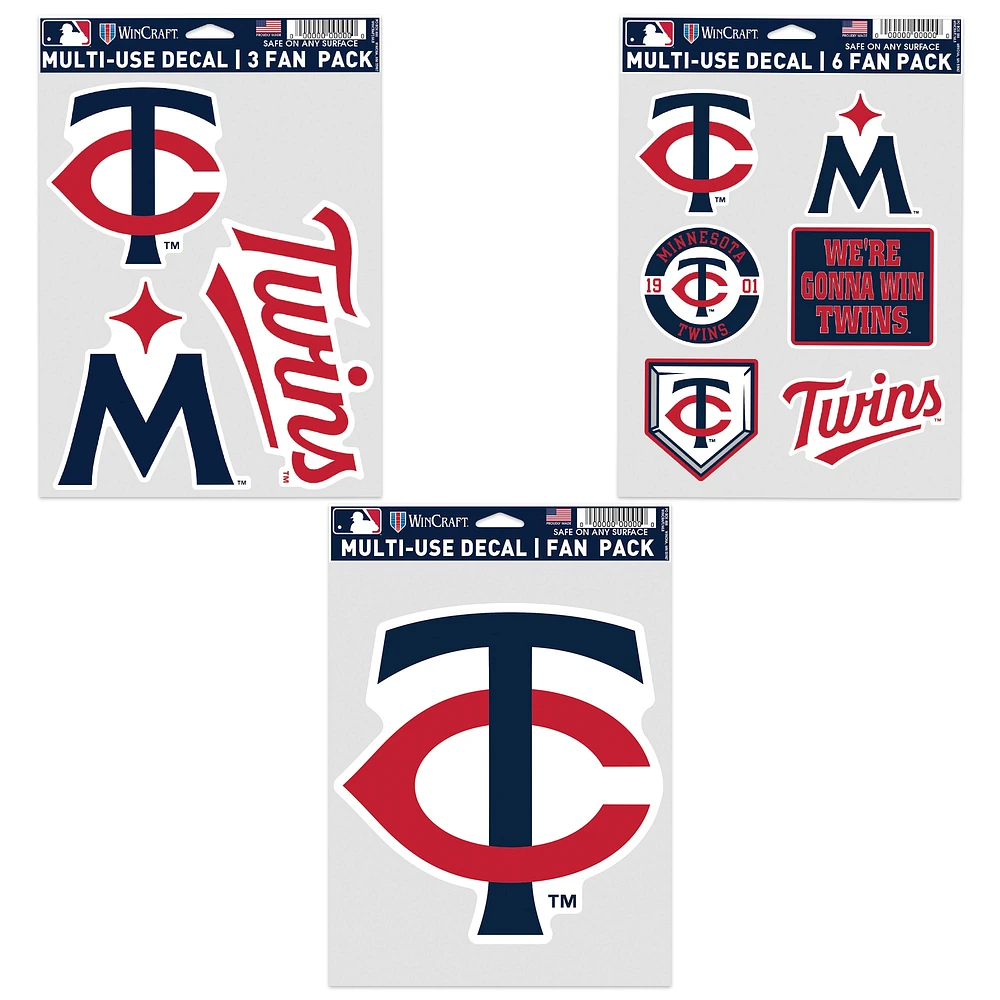 WinCraft Minnesota Twins Lot de trois autocollants pour ventilateur