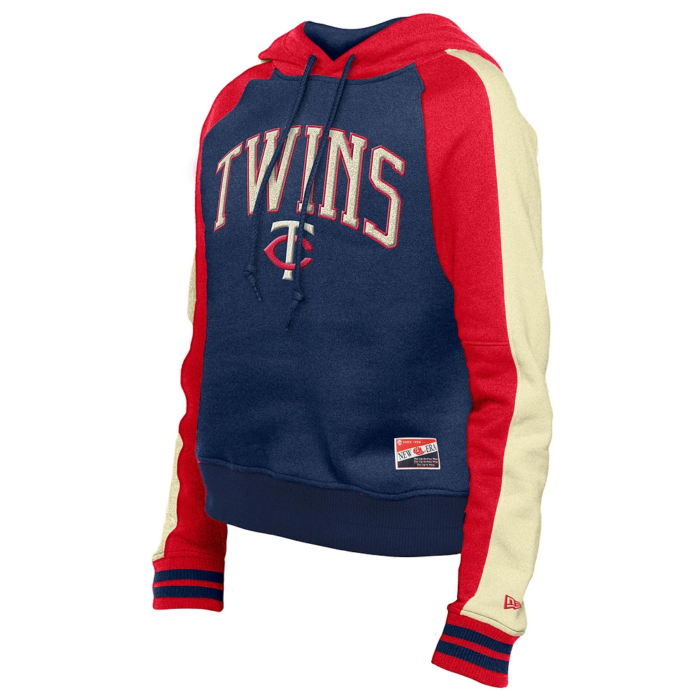 Women's New Era  Navy Minnesota Twins Cooperstown Collection Cropped Raglan Pullover Hoodie