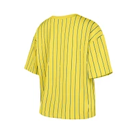 Women's New Era  Yellow Minnesota Twins City Connect Multiplier Pinstripe Cropped T-Shirt