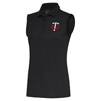 Women's Antigua Gray Minnesota Twins Sleeveless Tribute Polo