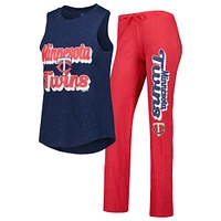 Women's Concepts Sport Heather Red/Heather Navy Minnesota Twins Wordmark Meter Muscle Tank Top & Pants Sleep Set