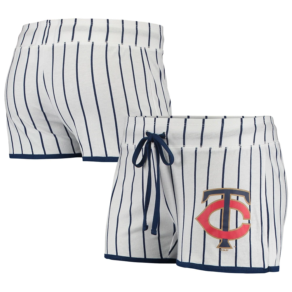 Women's Concepts Sport White Minnesota Twins Vigor Pinstripe Sleep Short