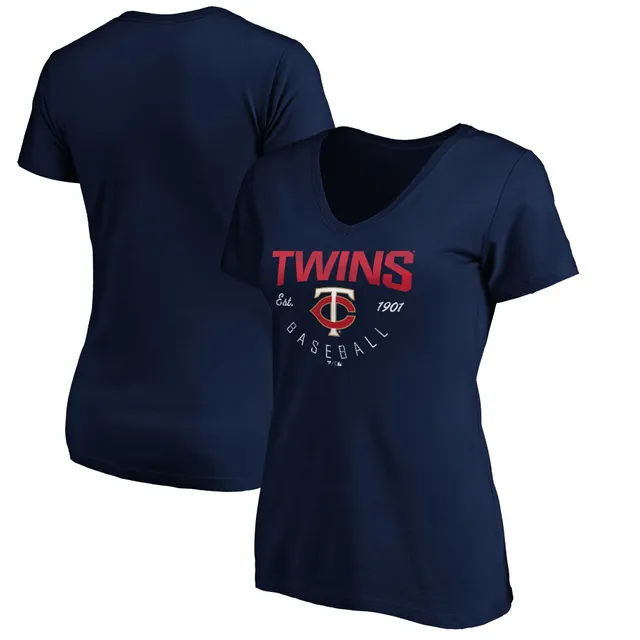 Women's Fanatics Branded Navy Atlanta Braves Core Official Logo V-Neck T-Shirt