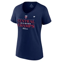 Fanatics Navy Minnesota Twins 2023 AL Central Division Champions Vestiaire T-shirt à col en V pour femmes