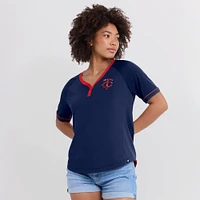 Women's Fanatics Navy Minnesota Twins League Diva Star Raglan V-Neck T-Shirt