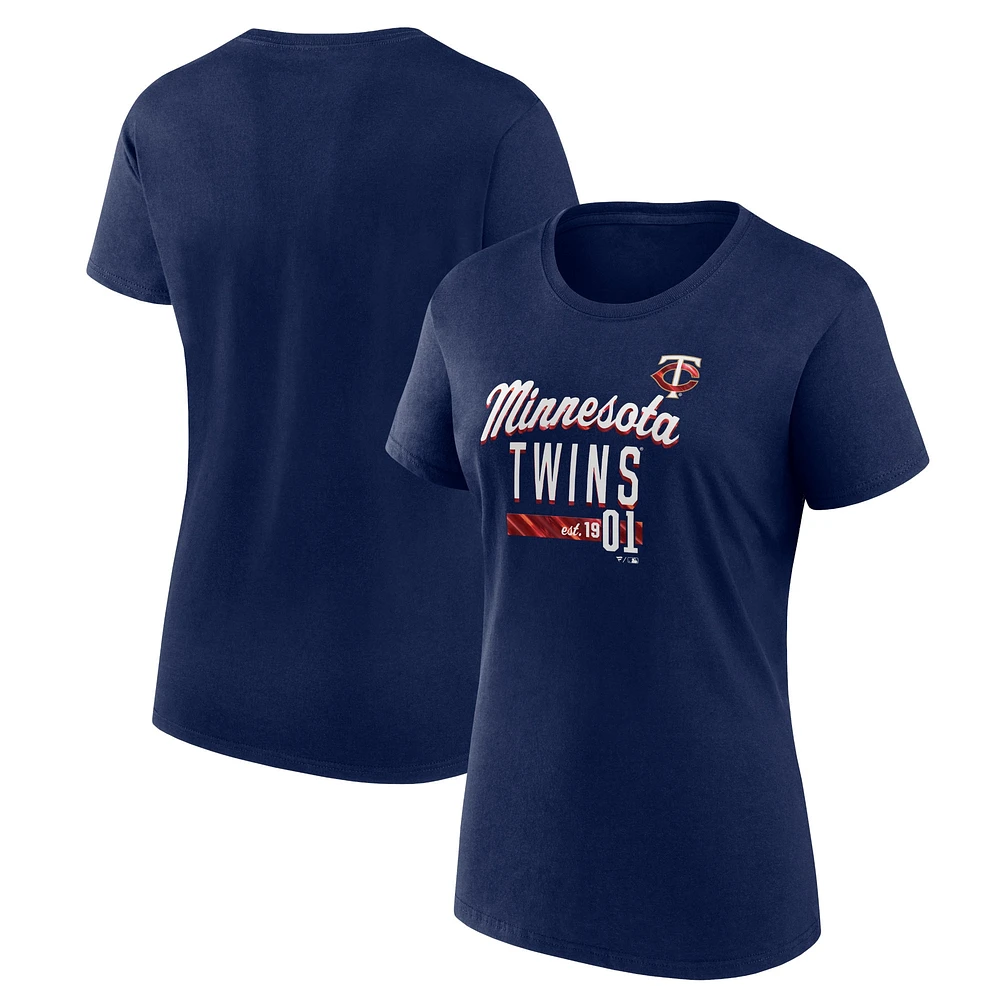 T-shirt ajusté avec logo Fanatics Navy Minnesota Twins pour femmes