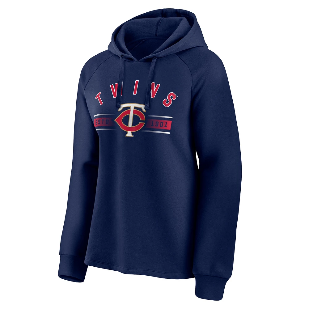 Women's Fanatics Navy Minnesota Twins Perfect Play Raglan Pullover Hoodie