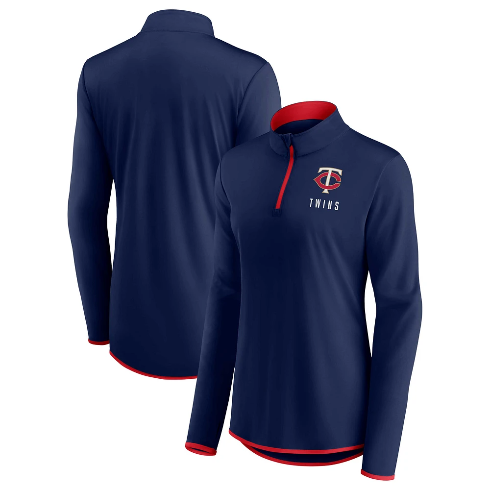 Veste à quart de zip Fanatics Navy Minnesota Twins Worth The Drive pour femmes