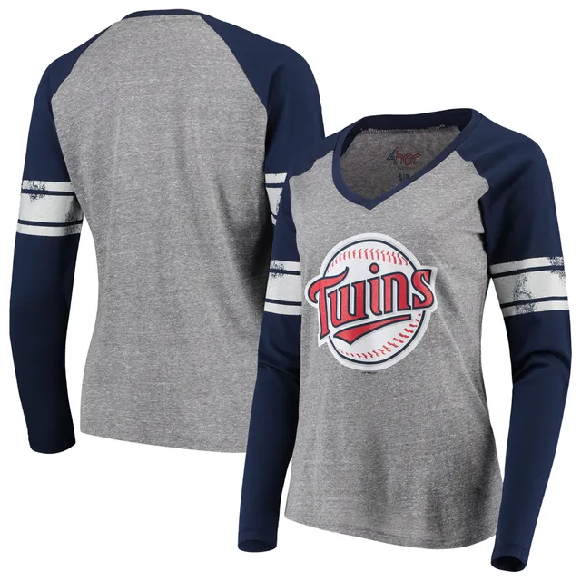 Cleveland Indians G-III 4Her by Carl Banks Women's Franchise Tri-Blend  Raglan Long Sleeve T-Shirt - Gray/Navy