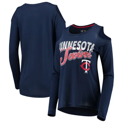 Seattle Mariners G-III 4Her by Carl Banks Women's Crackerjack Cold Shoulder  Long Sleeve T-Shirt - Navy