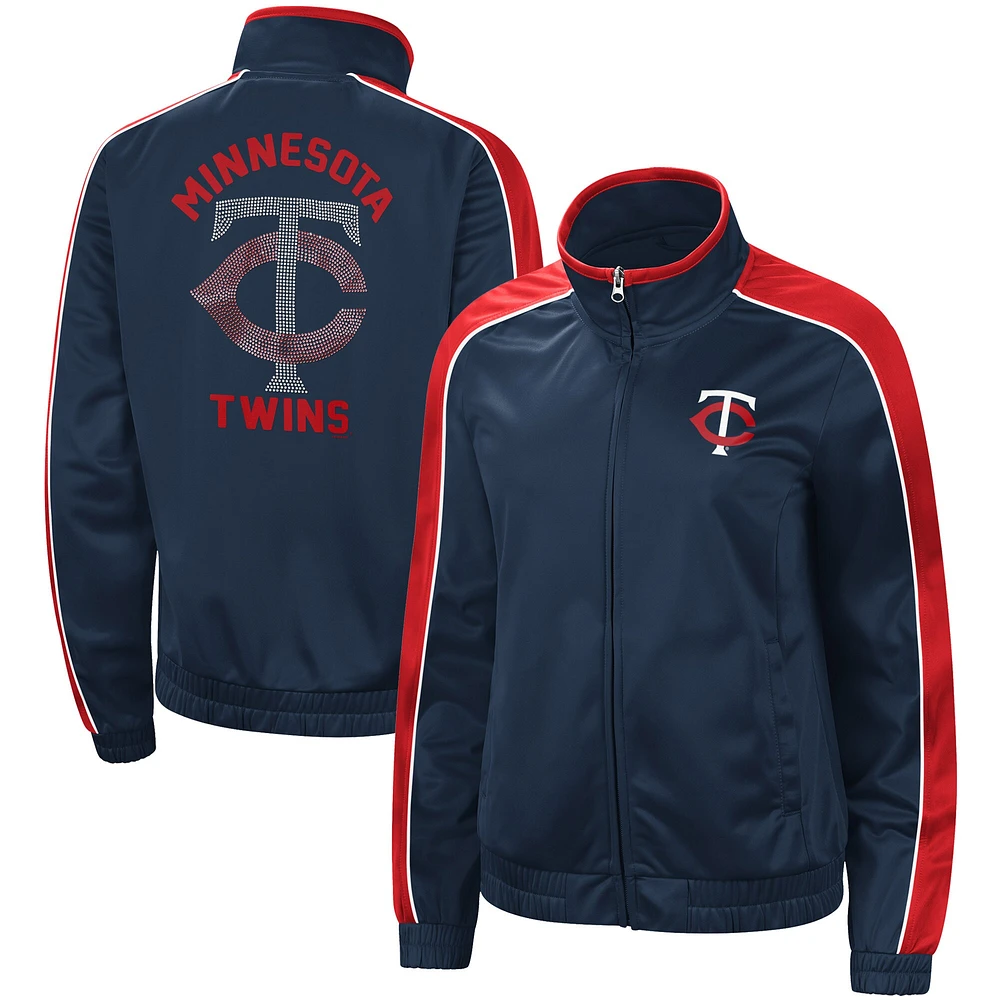 Veste de survêtement entièrement zippée Minnesota Twins Gamer G-III 4Her by Carl Banks pour femme, bleu marine