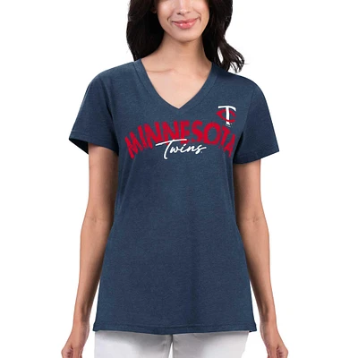 Women's G-III 4Her by Carl Banks Navy Minnesota Twins Key Move V-Neck T-Shirt