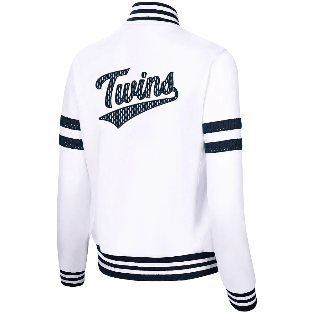 Veste de survêtement entièrement zippée d'avant-match G-III 4Her par Carl Banks pour femmes, blanche, Minnesota Twins